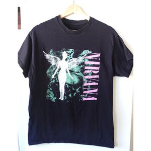 Vintage Nirvana Shirt Mens Medium Black In Utero Angel Band Tee Grunge 90s Rock
